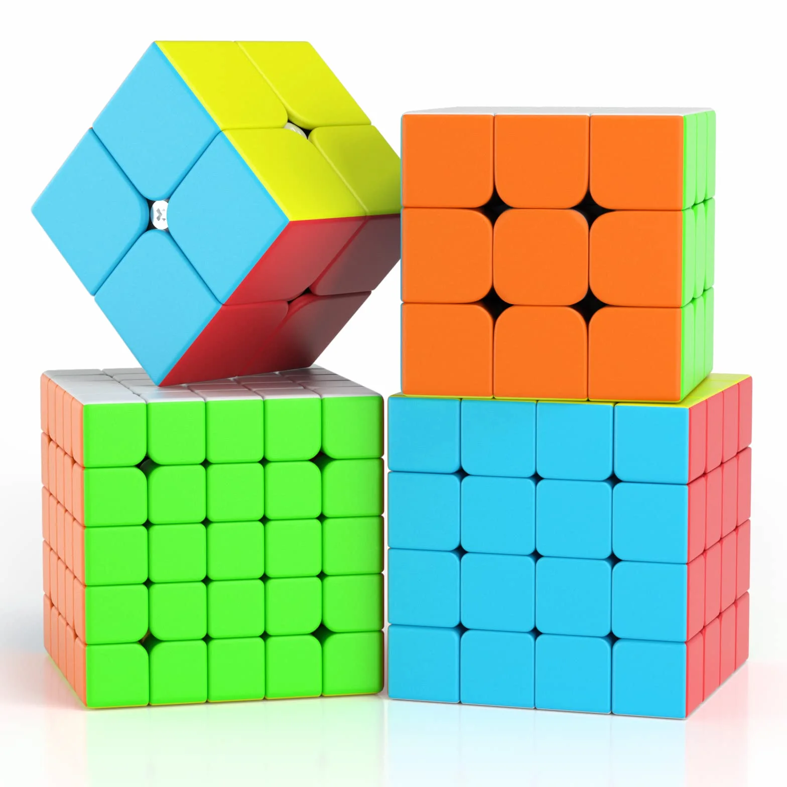 ROXENDA Speed Cube Ensemble 2X2 3X3 4X4 5X5 Cube Magique Brillant sans Autocollant Cubing Classroom Smooth Puzzles Jeu de Cubes avec Emballage Cadeau - Ensemble Cadeau Cube
