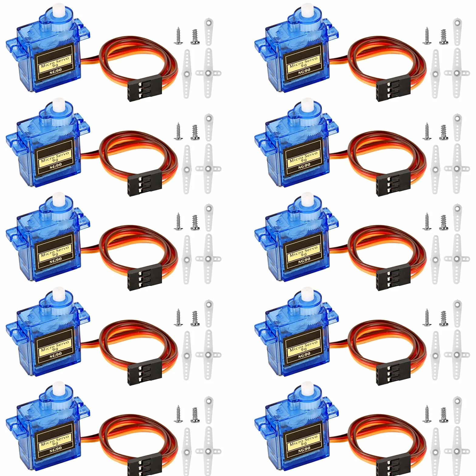 Queta 10Pcs SG90 Micro Servo Moteur pour RC Voiture Robot Hélicoptère Avion télécommande