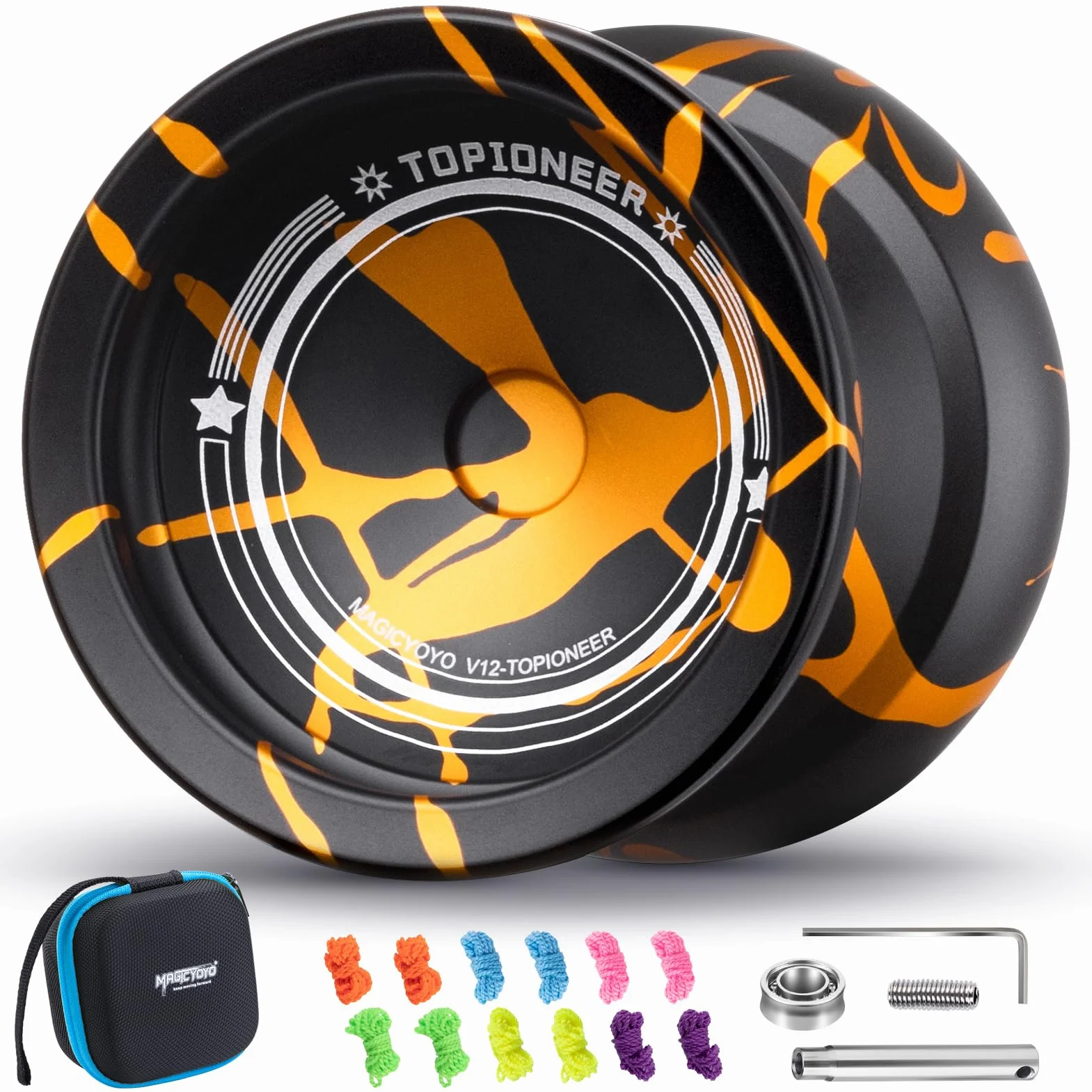 MAGICYOYO V12 Yoyo Yoyo professionnel pour débutants et avancés, double yo-yo en métal réactif et non réactif, yo-yo robuste en alliage d'aluminium, kit de roulement Yoyo inclus