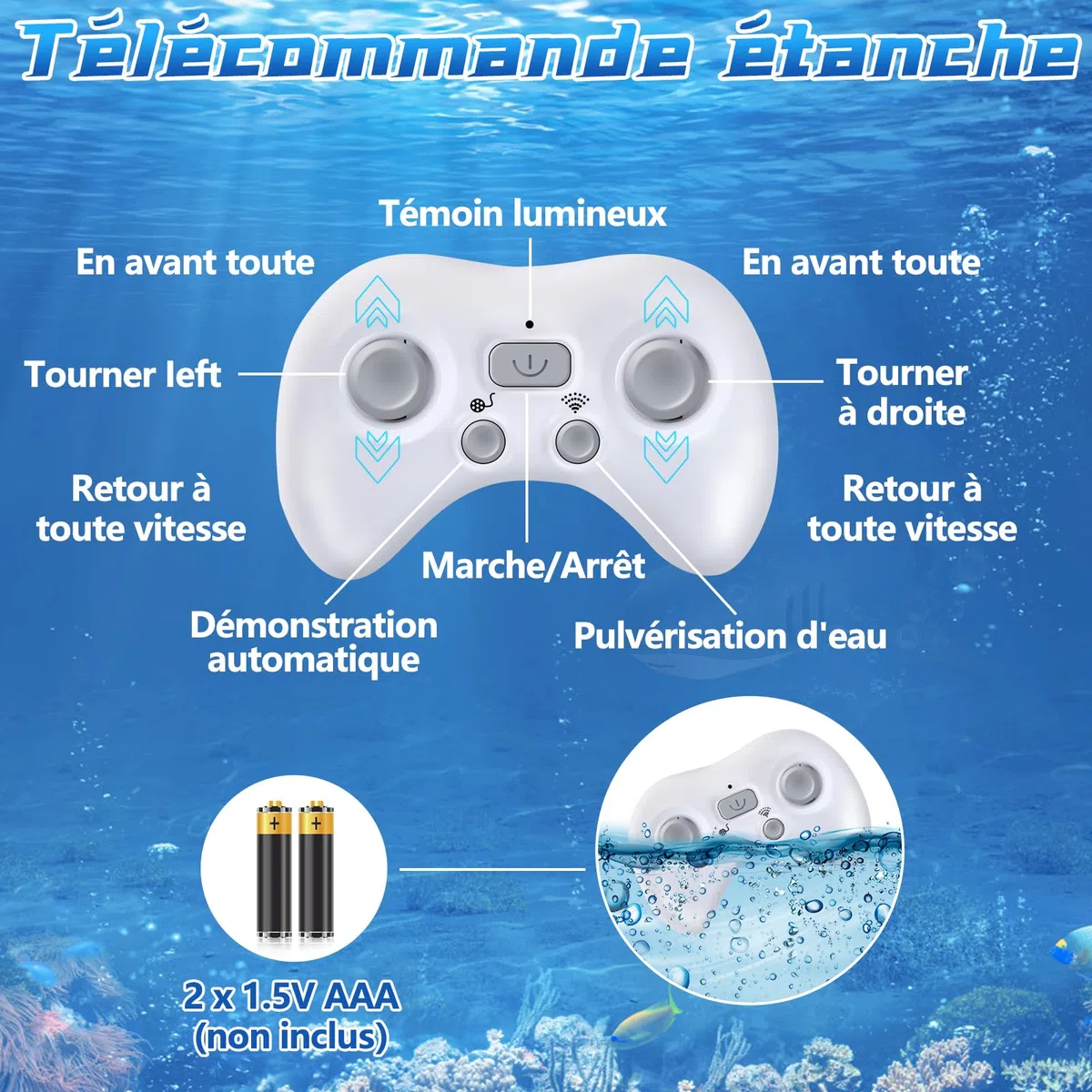 IEEILULU Baleine Télécommandée 2.4 GHz USB, Jouet RC Piscine Lac - Cadeau Garçons Filles 6+