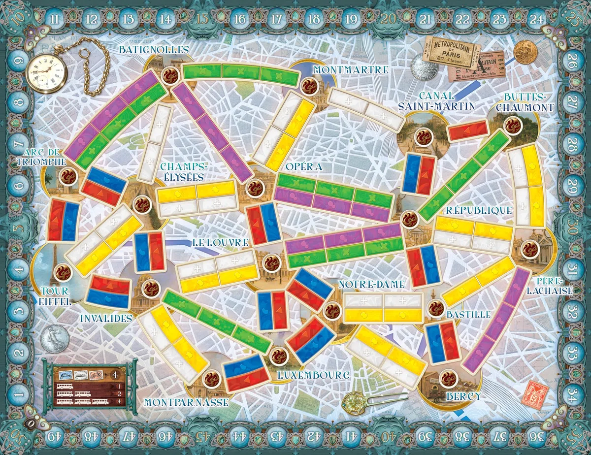 Ticket to Ride Paris Jeu de société – Jeu de stratégie de construction d'itinéraire en train avec bus parisiens détaillés, jeu familial amusant pour enfants et adultes - Version Anglaise