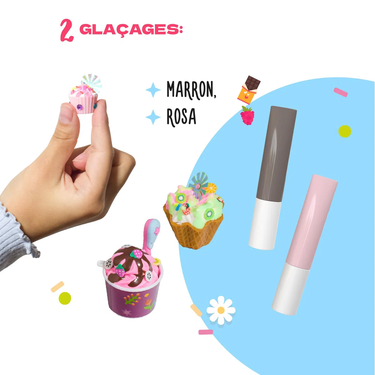 CRAFTY CATS Kit de loisirs créatifs Fête des Desserts – 115 pièces, argile à séchage à l’air, perles, colle crème avec embouts, set créatif DIY pour anniversaires et cadeaux, enfants 6+