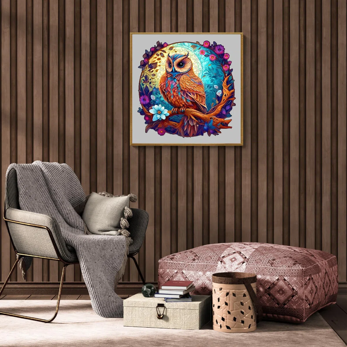 Puzzle en bois pour adulte, 280 pièces, irrégulier unique, 34 x 33,6 cm, en forme d'animal, avec boîte cadeau en bois