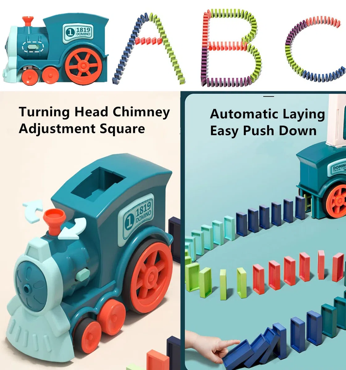 Jouet de Train Domino,120 pièces de Blocs Électrique Train,Jouets de Construction et d'empilage,pour Filles et Garçons 3 Ans et Plus