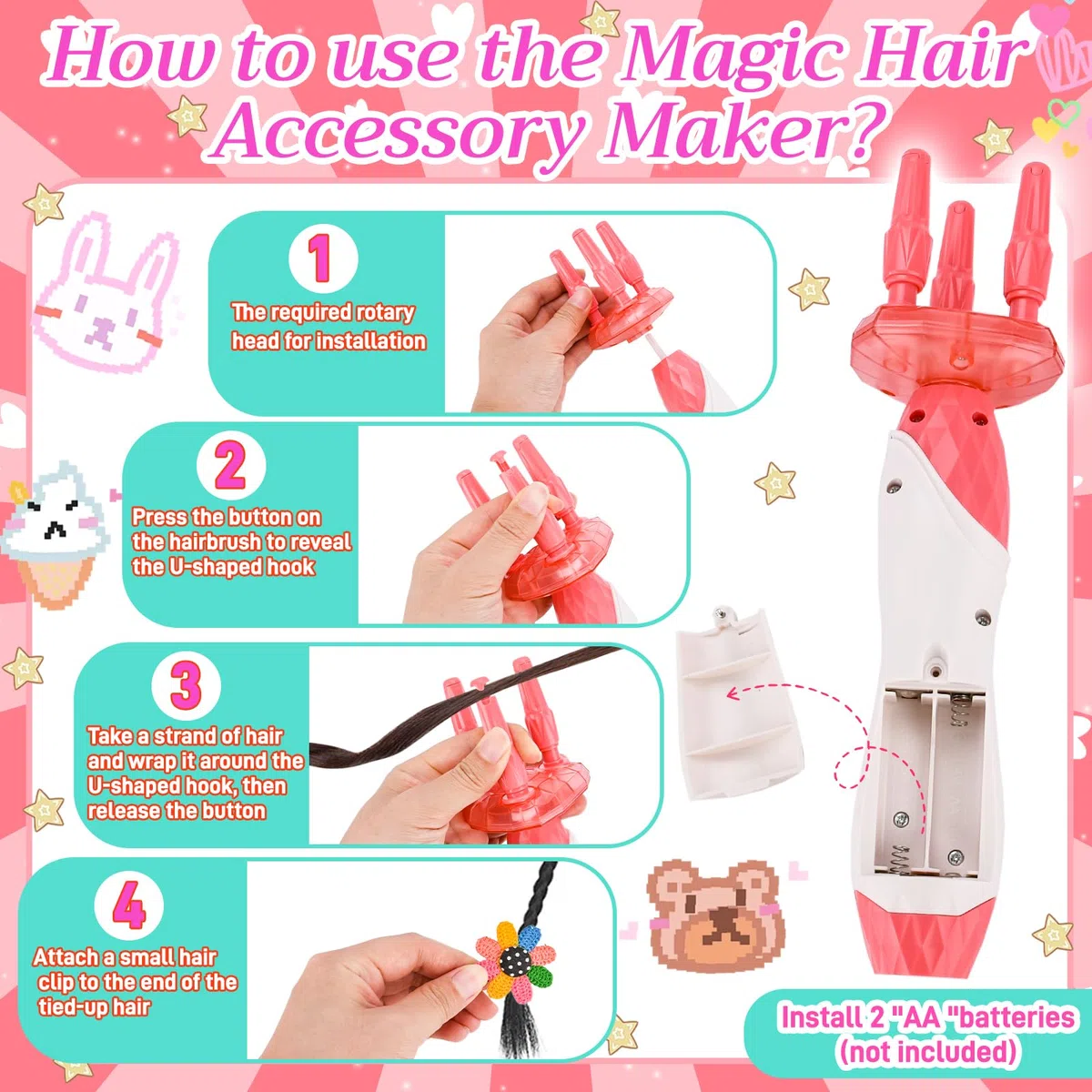 Cadeau Fille 5 6 7 8 9 10 Ans,Machine a Tresser Les Cheveux Fille,Machine Strass Cheveux,Kit Gemmes Cheveux,Jeu Créatif,Cadeau pour Réaliser des Coiffures Uniques
