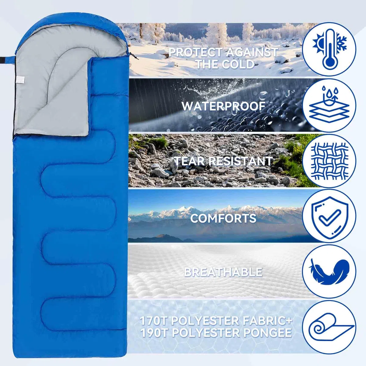 Sacs de Couchage pour Adultes et Enfants - Sac de Couchage ultraléger 3 Saisons pour Temps Froid, Compact pour la randonnée et Le Camping, Sac de Couchage léger pour Filles
