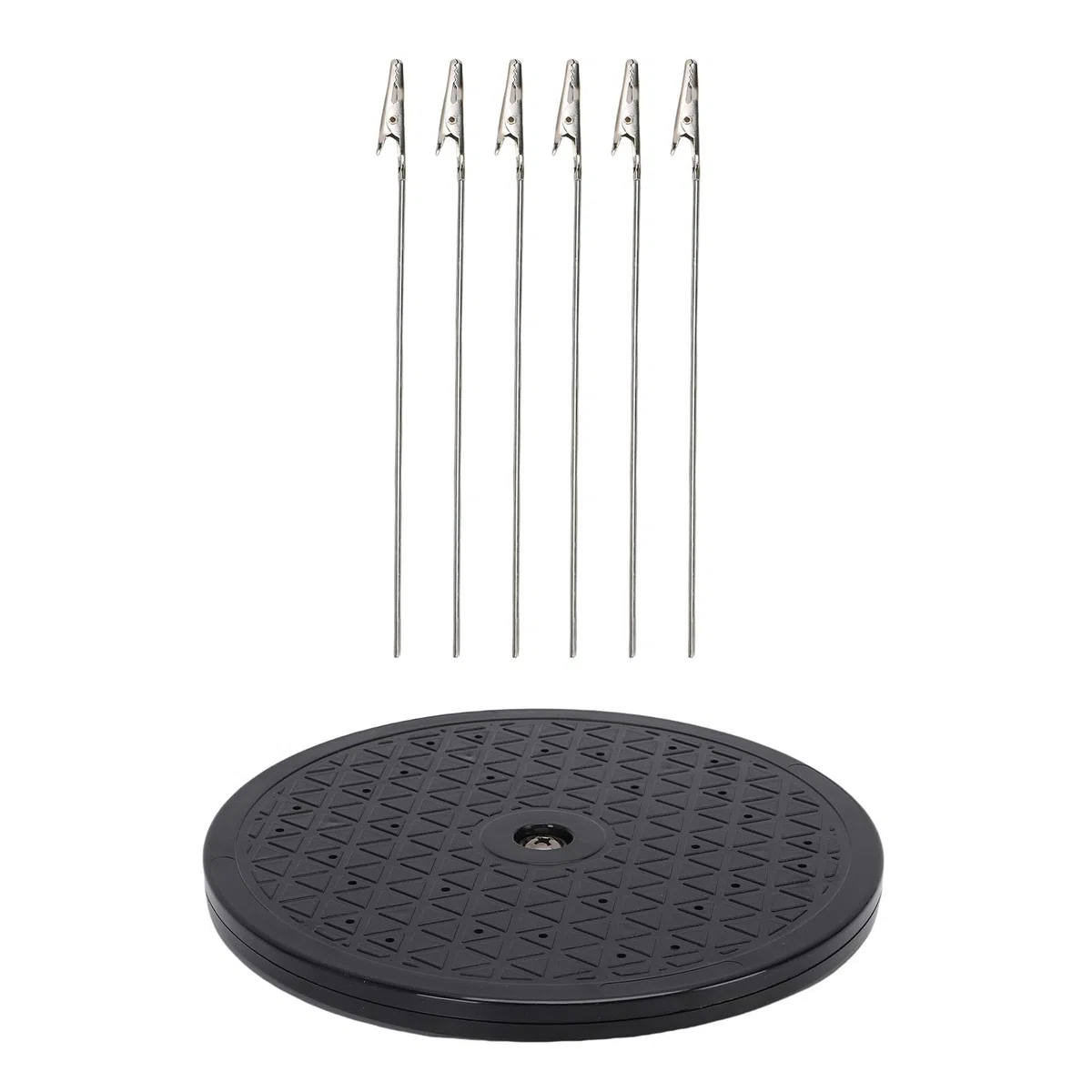 Greensen Plateau Tournant pour Peinture de Modèles, Support Rotatif de 7,5 Pouces avec 6 Tiges à Clips Métalliques, pour la Peinture au Spray de Micro Figurines, Artisanat et Déco