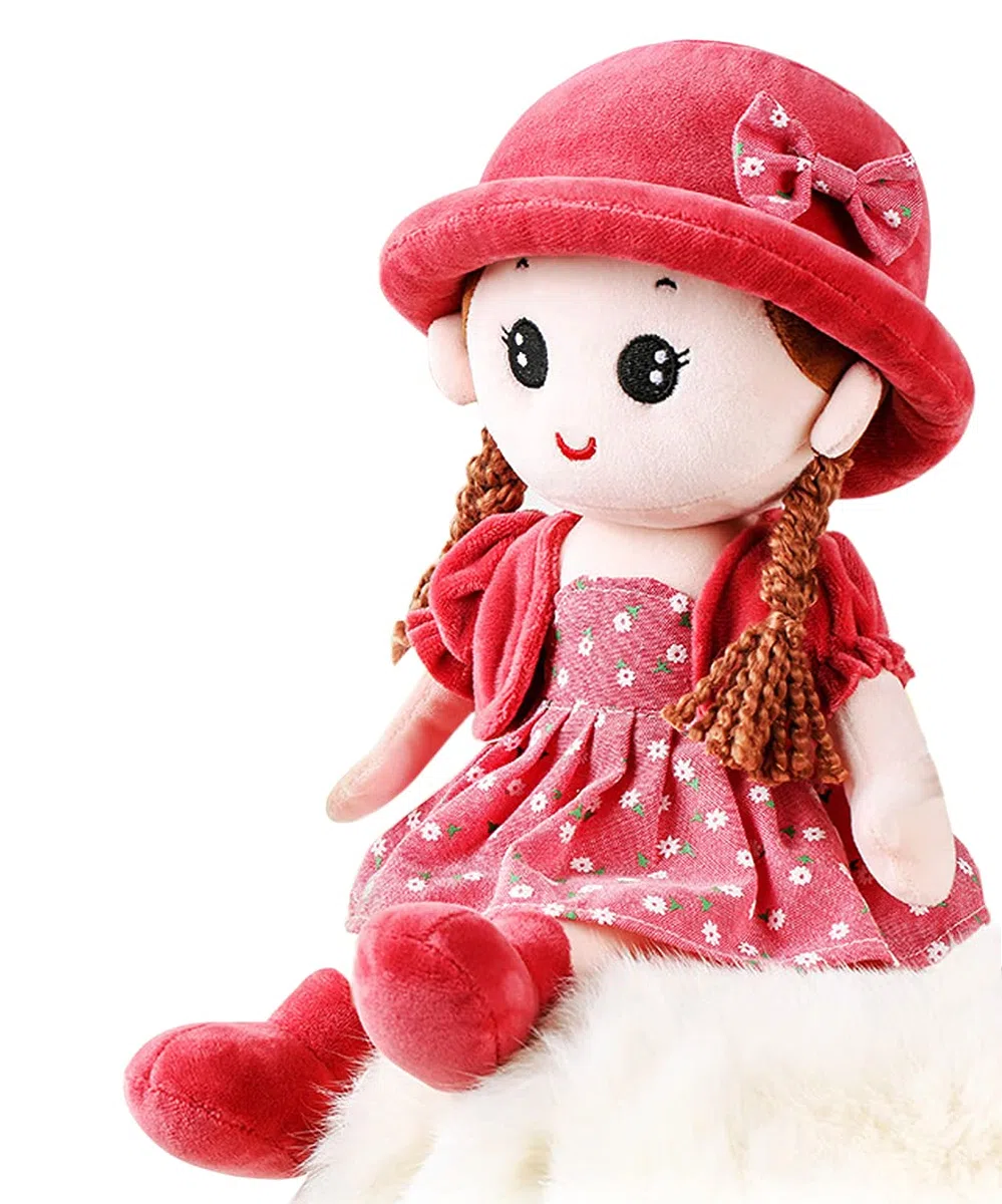 Poupée de Chiffon Fille Mignon Jouet en Peluche Bébé Douce Poupée Princesse Chapeau et Vêtements Détachables, à Partir de 0 Ans +, pour Anniversaire,de baptême,Valentin, Noël