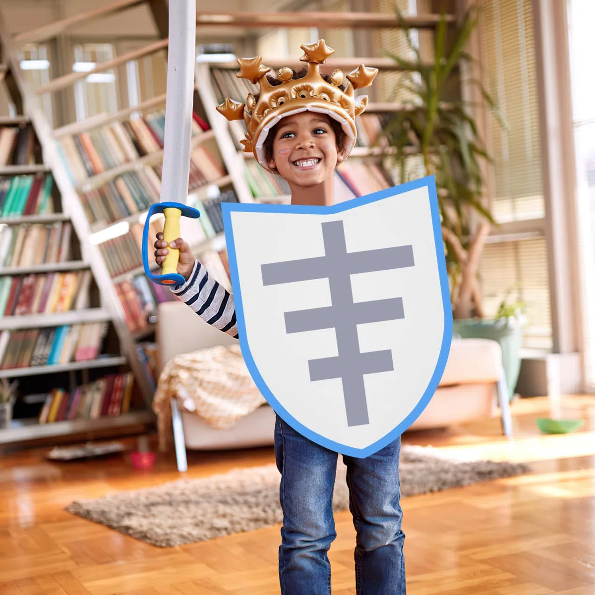 Vaguelly Diy Blanko - Panneau de cosplay léger pour enfants - Avec poignée - Pour travaux manuels, jeux de rôle - Accessoire de fête - Bouclier de protection chevalier - 40,6 x 30,5 cm