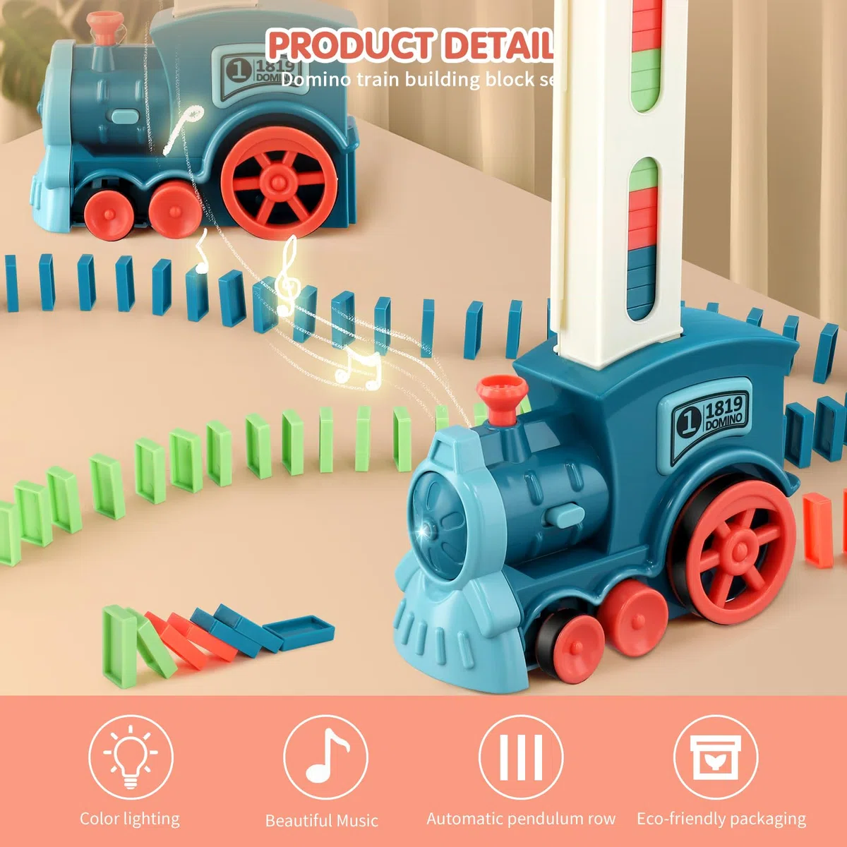 Train Électrique Automatique Domino - Ensemble de 200 Blocs de Construction pour Enfants avec Son