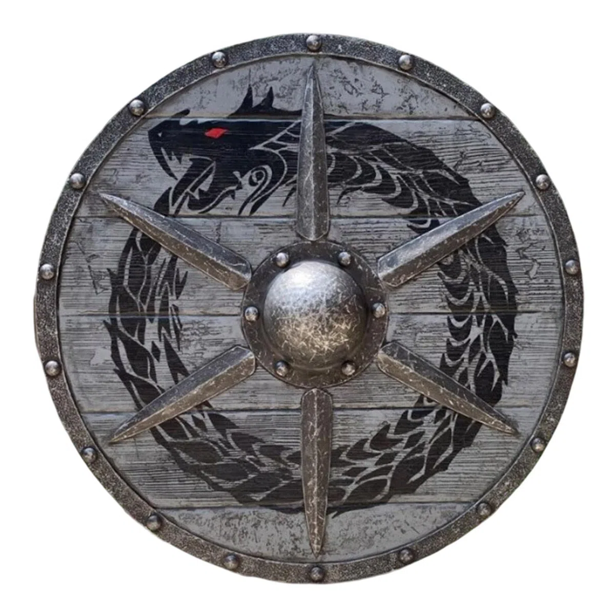 ZORQ Bouclier médiéval en Bois | Bouclier décoratif pour la Maison | Bouclier médiéval Eivor Valhalla Shied Toy Authentique BattleWorn Viking, Bouclier décoratif Cosplay