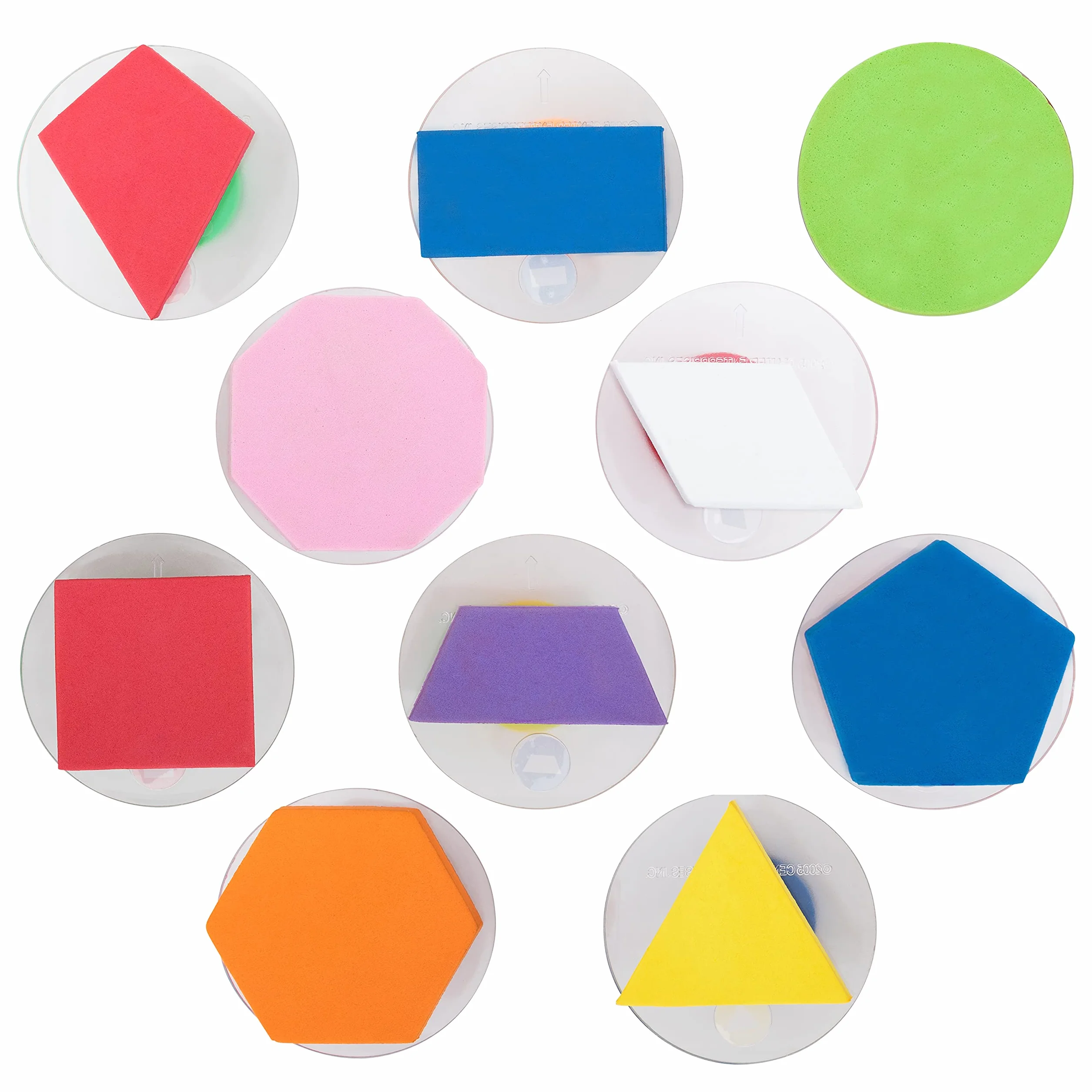 READY 2 LEARN Lot de 10 tampons géants - Formes géométriques - Remplis - Facile à tenir - Tampons en mousse pour enfants - Tampons d'art et d'artisanat pour affichages, affiches, panneaux et projets