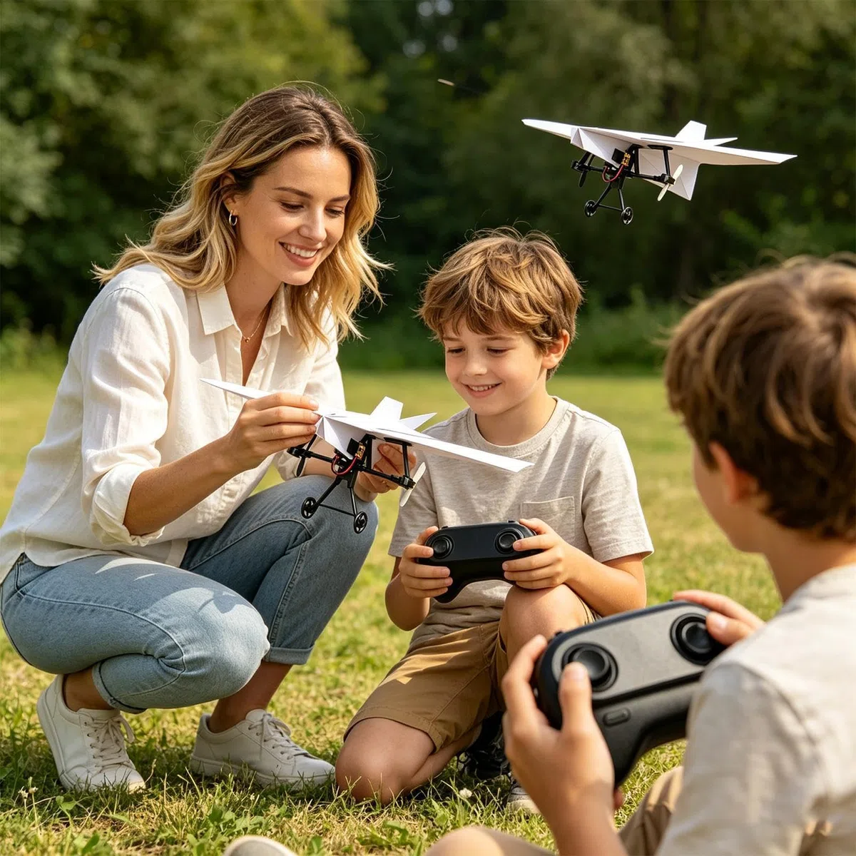 RC Paper Airplane Kit, DIY Electric Remote Control Aircraft Toy Set, 11x7cm Lightweight Foam Glider Plane For Boys Girls Backyard Park Beach Camping School Birthday Holiday Garden Lawn Flying Fun