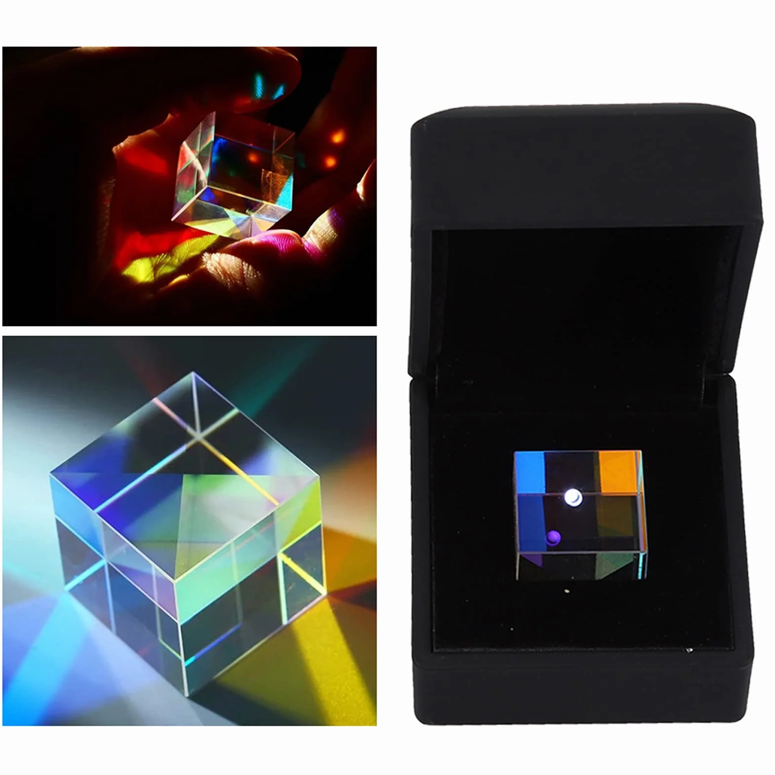 Jeanoko Verre Optique à Six Faces lumière vive Combiner 23 x 23 x 23mm Verre Optique Prisme Cube vitrail pour la Physique et la décoration