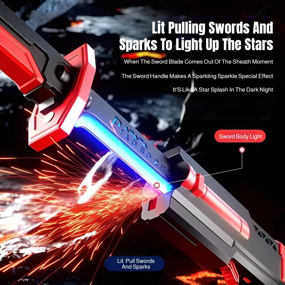 Sabres Lumineux Rechargeables pour Enfants, 7 Couleurs Variables avec Effets Sonores de Combat, Jouet de Sabre Lumineux LED Rétractable 2 en 1 pour Cosplay (Gris + 25 Pierre de feu)