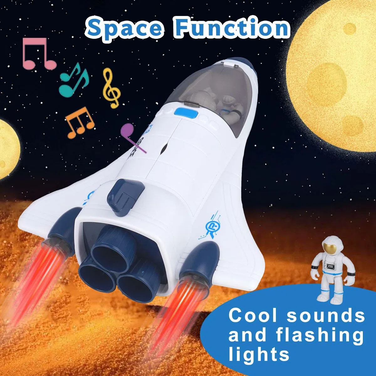 Spatiale Fusée Jouet Vaisseau Spatial Jouet avec son Space Rover jouets de l'espace Cadeau d'anniversaire pour enfants