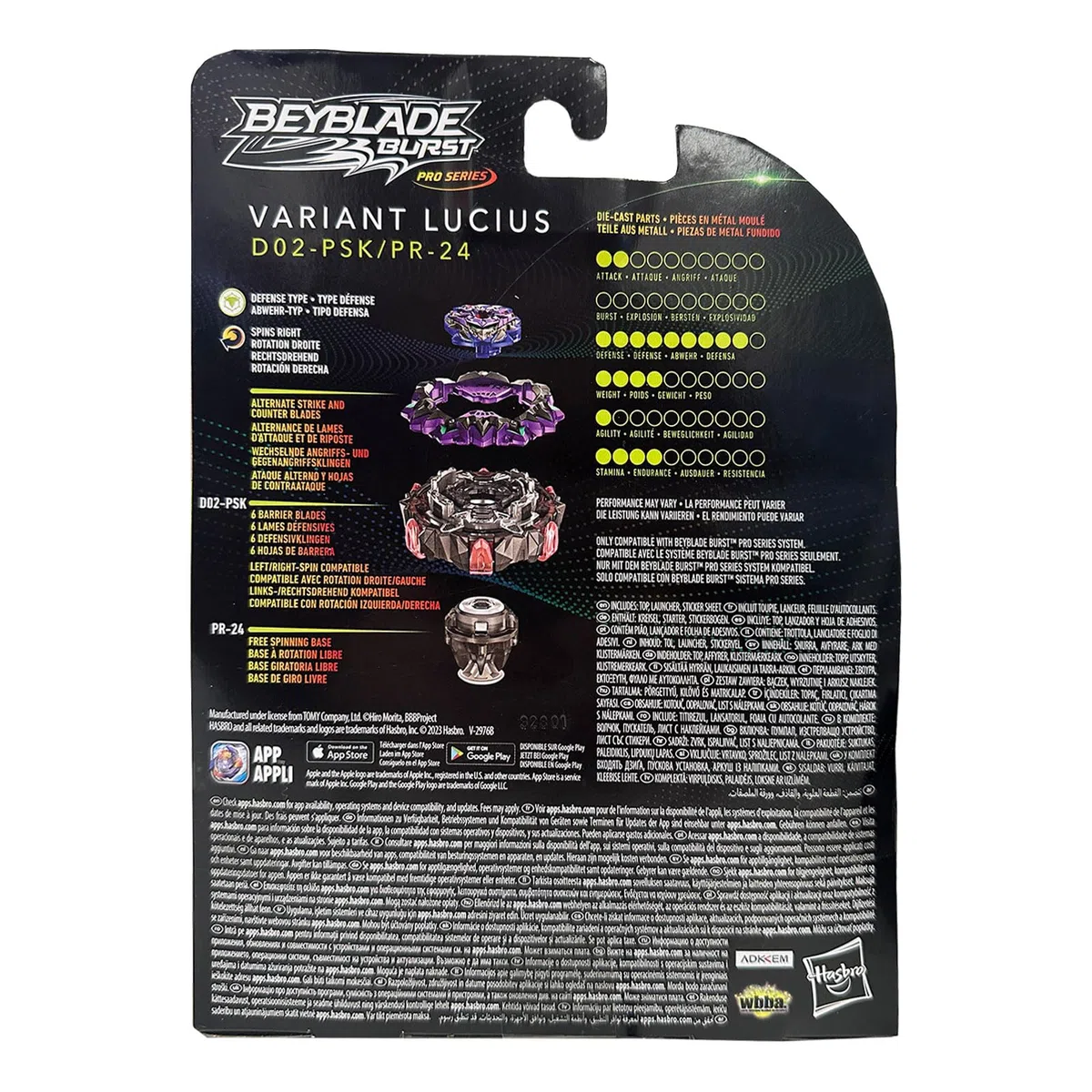 Beyblade Hasbro F7799 Burst Pro Series Variant Lucius D02-PSK PR-24