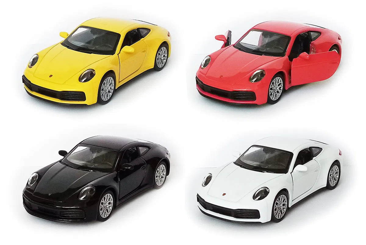 Porsche 911 Carrera 4S Voiture de sport en métal modèle miniature modèle de voiture 4-couleurs cadeau pour enfants 85 (Rouge)