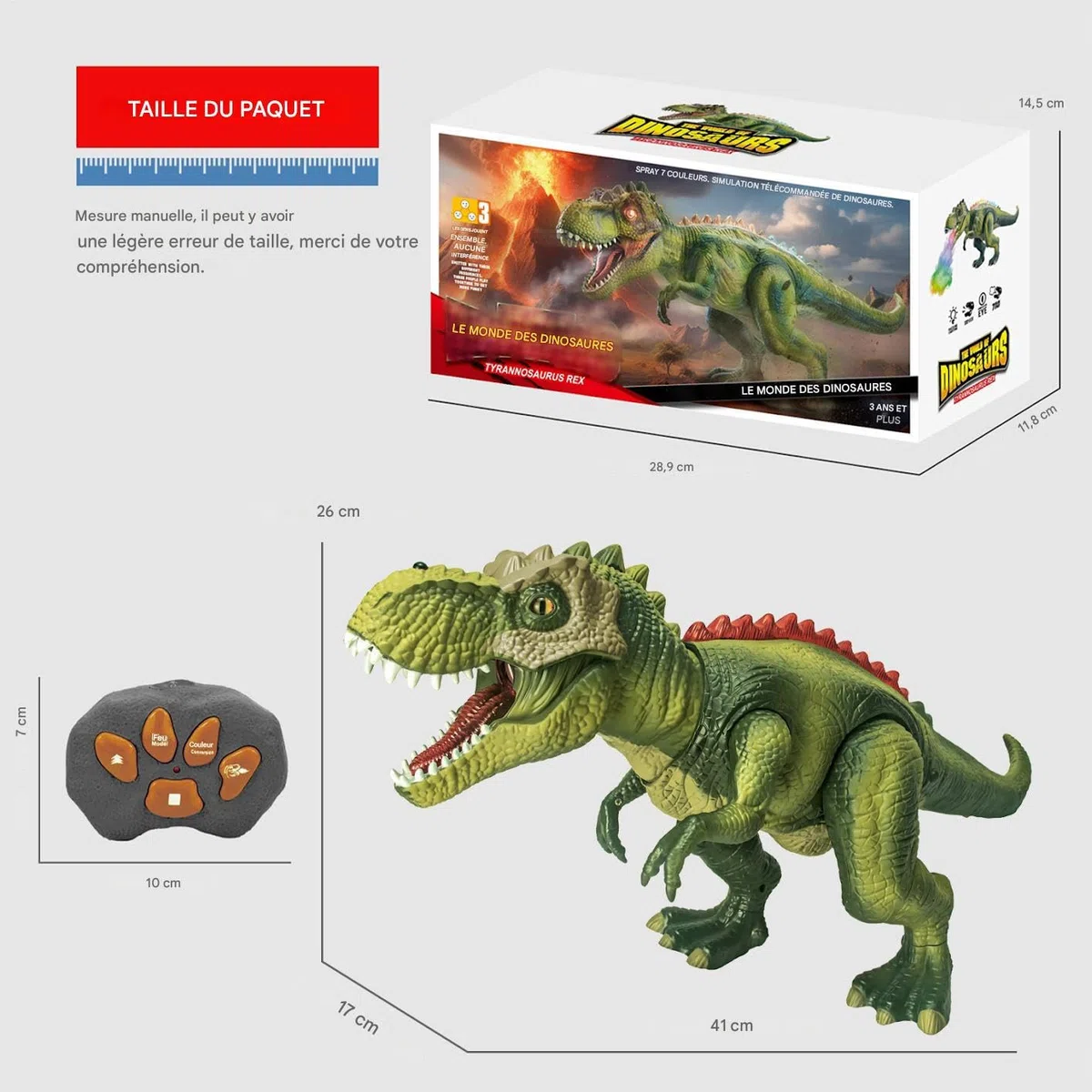 Générique Dinosaure Télécommandé,Dinosaure Électrique avec Lumières et d'eau | Animal Lumineux Marcheur avec Vaporisation pour Jardin Extérieur Maison École Maternelle