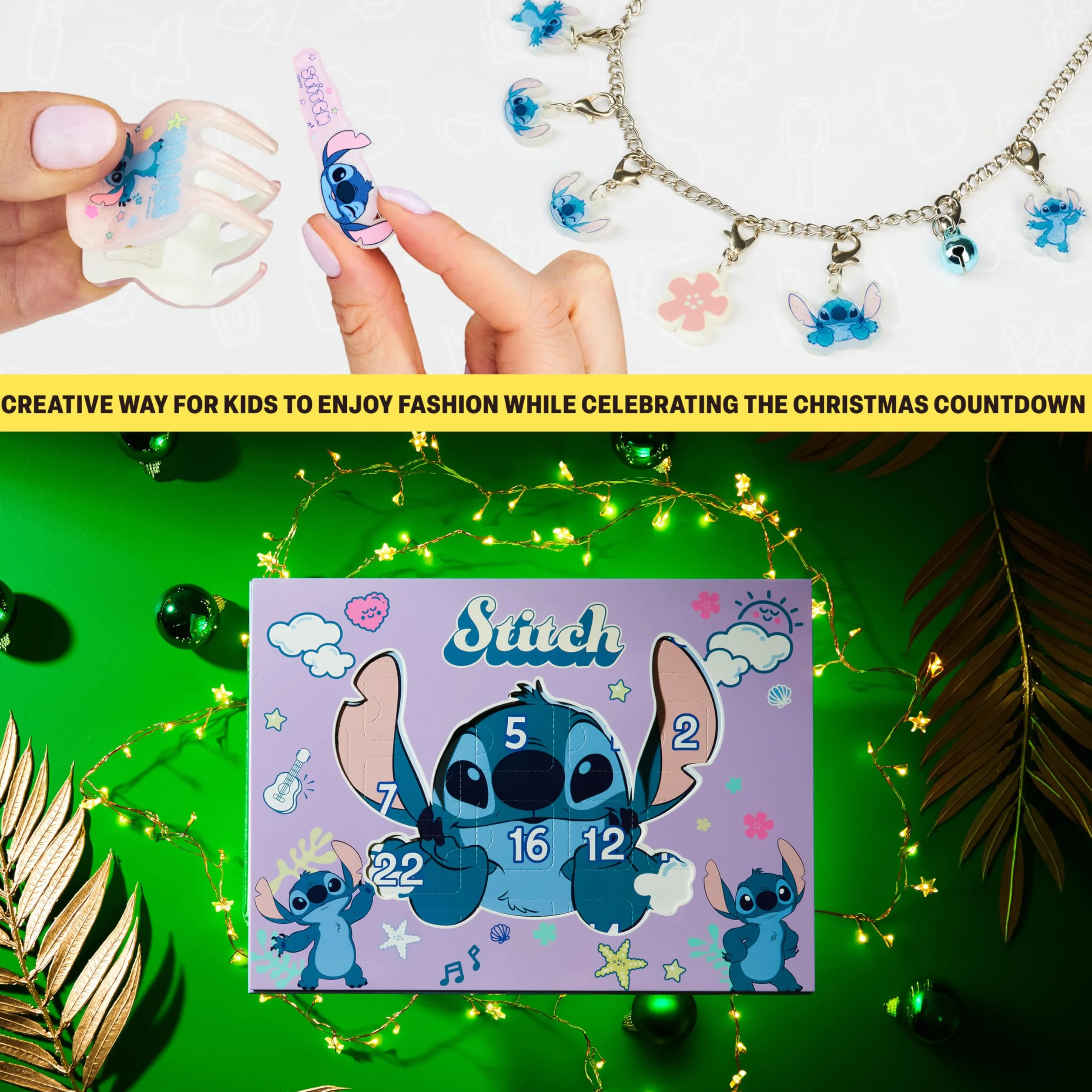 Get Trend Disney Stitch Calendrier de l'Avent 2025 Fille, Accessoires Cheveux et Bijoux, Barrettes Chouchou, Idée Cadeau Fille (Lilas Stitch)