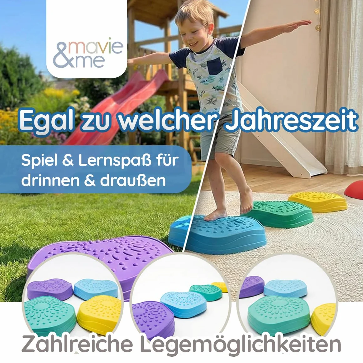 Pierres d'équilibre pour enfants - Pierres d'équilibre et pierres empilables - Pierres de rivière pour l'équilibre, la motricité - Pour l'intérieur et l'extérieur - Mouvement et équilibre