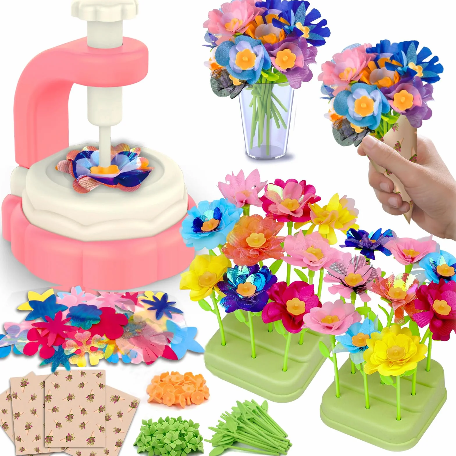 nicknack Activité Manuelle Enfant, Kit Création Bouquet de Fleurs DIY, Jouet Fille 4 5 6 7 8 9 10 Ans, Cadeau Créatif Bricolage Loisir pour Filles 4 5 6 7 8 9 10 Ans