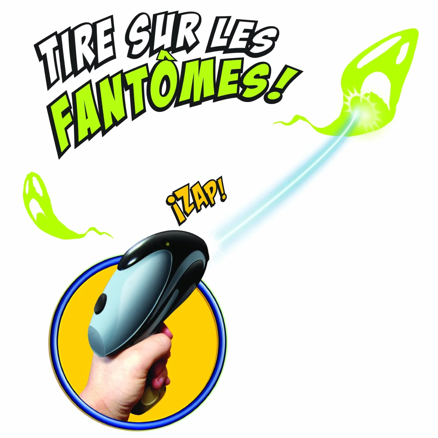Jeu de tir sur des fantômes, Electronique, Parle en français, Jouet pour Enfants dès 5 Ans, 8915, Noir, Jaune