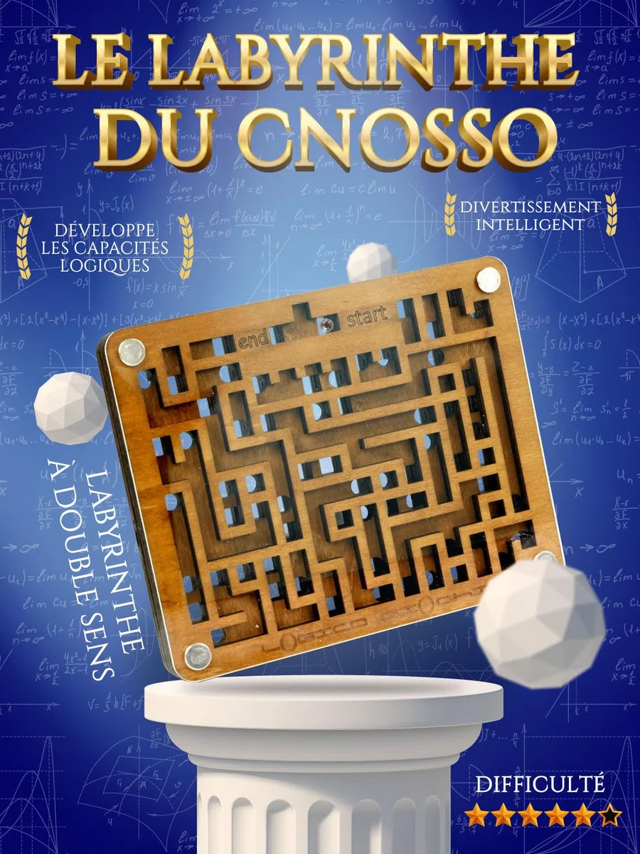 Logica Jeux Art. Le Labyrinthe du Cnosso - Casse-tête en Bois - Difficulté 5/6 Incroyable - Série Euclide