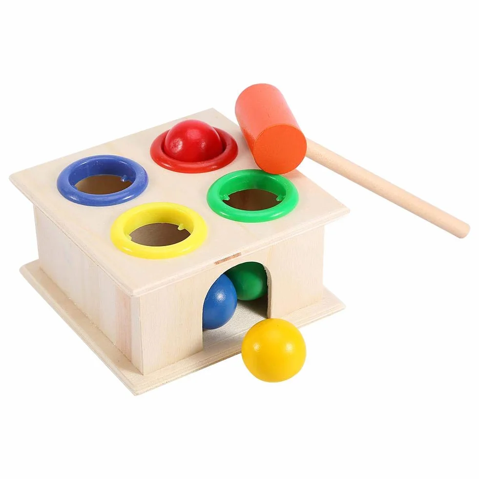 Zerodis Banc À Marteler Jouet en Bois Banc À Marteler avec Mini Maillet Jouet Éducatif Jeu de Bureau Anniversaire Cadeau Noël pour Filles Garçons 3-6 Ans