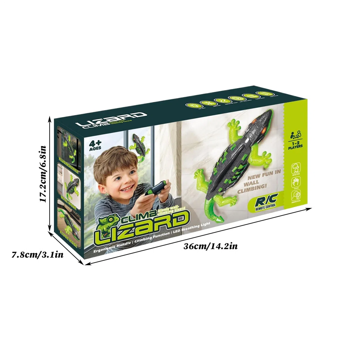 Genérico Lézard à télécommande | Répéteur grimpant, jouet de lézard grimpant mural avec lumière, pour remplir de chaussette de Noël, anniversaire d'enfant, maison, extérieur, vacances et verre