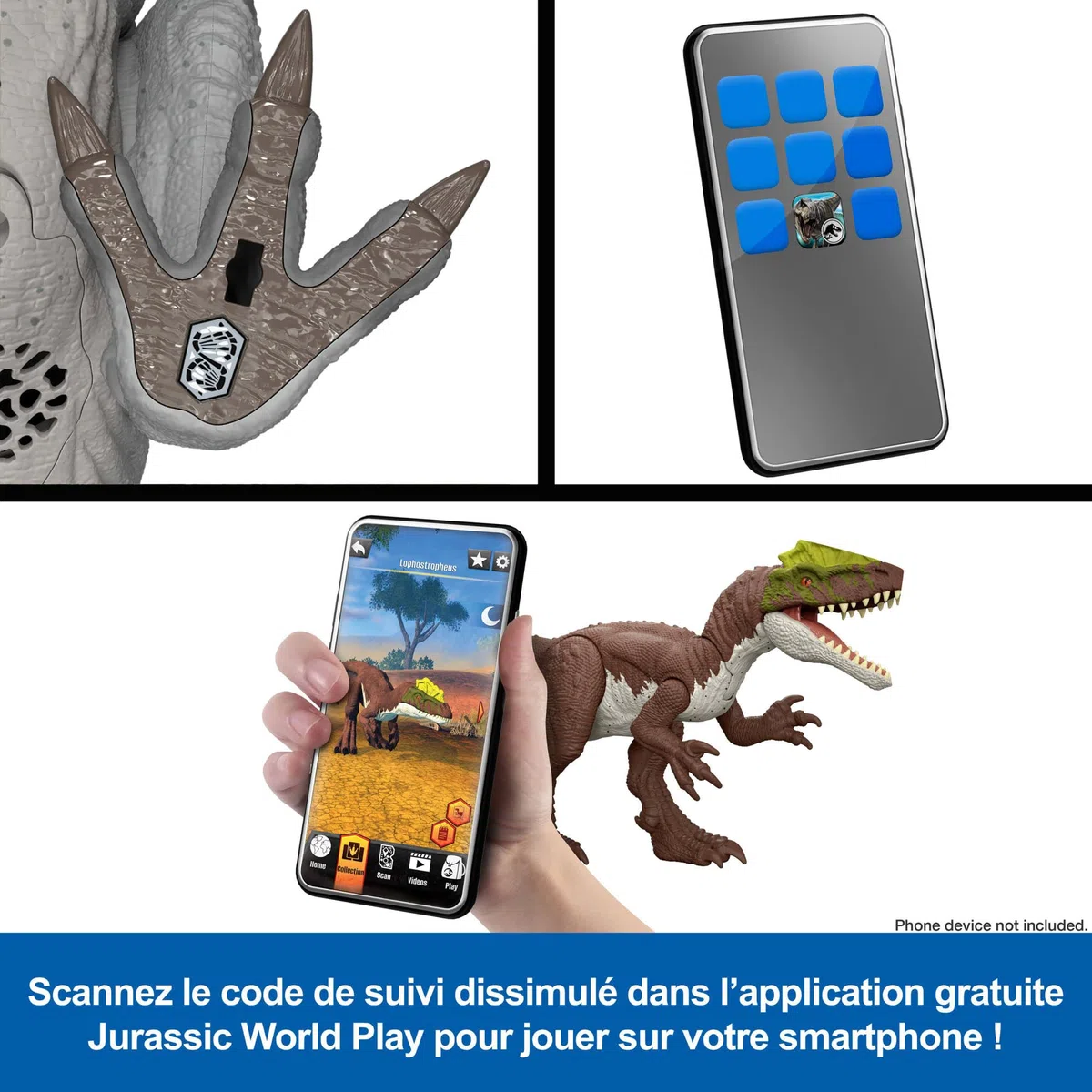 Mattel Jurassic World : Renaissance Figurine articulée Chilantaisaurus Géants féroces, grande espèce de dinosaure, 2 attaques féroces, jeu virtuel, JGB95