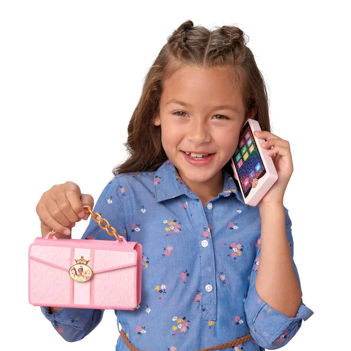 Collection Disney Princesses : Téléphone factice. Comprend Un téléphone factice, Un Gloss factice, des Cartes de crédit factices et Un Sac pour Les Petites Filles à la Mode dès 3 Ans.