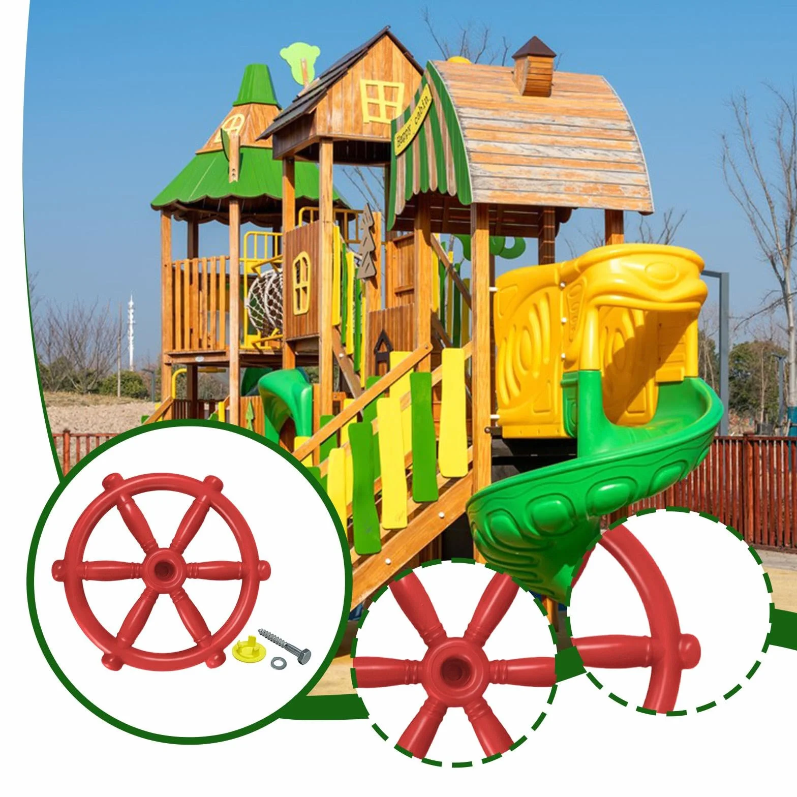 Volant de Bateau Pirate Jouet, Accessoire de Terrain de Jeu, Volant Jouet, Facile à Attraper, Accessoires de Jeu d'Imagination pour Cabanes dans Arbres, Rouge