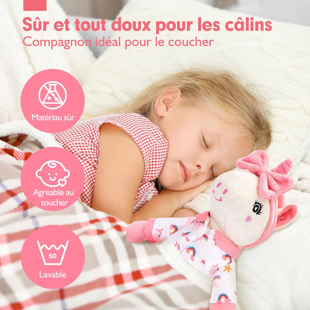 hahaland Licorne Peluche pour Filles 3+ Ans, Licorne à Habiller avec 3 Ensembles de Vêtements & 1 Sac Nuage en Fourrure, Jouet Créatif Jeu de Rôle, Cadeaux Anniversaire pour Fille 3 4 5 6 7 Ans