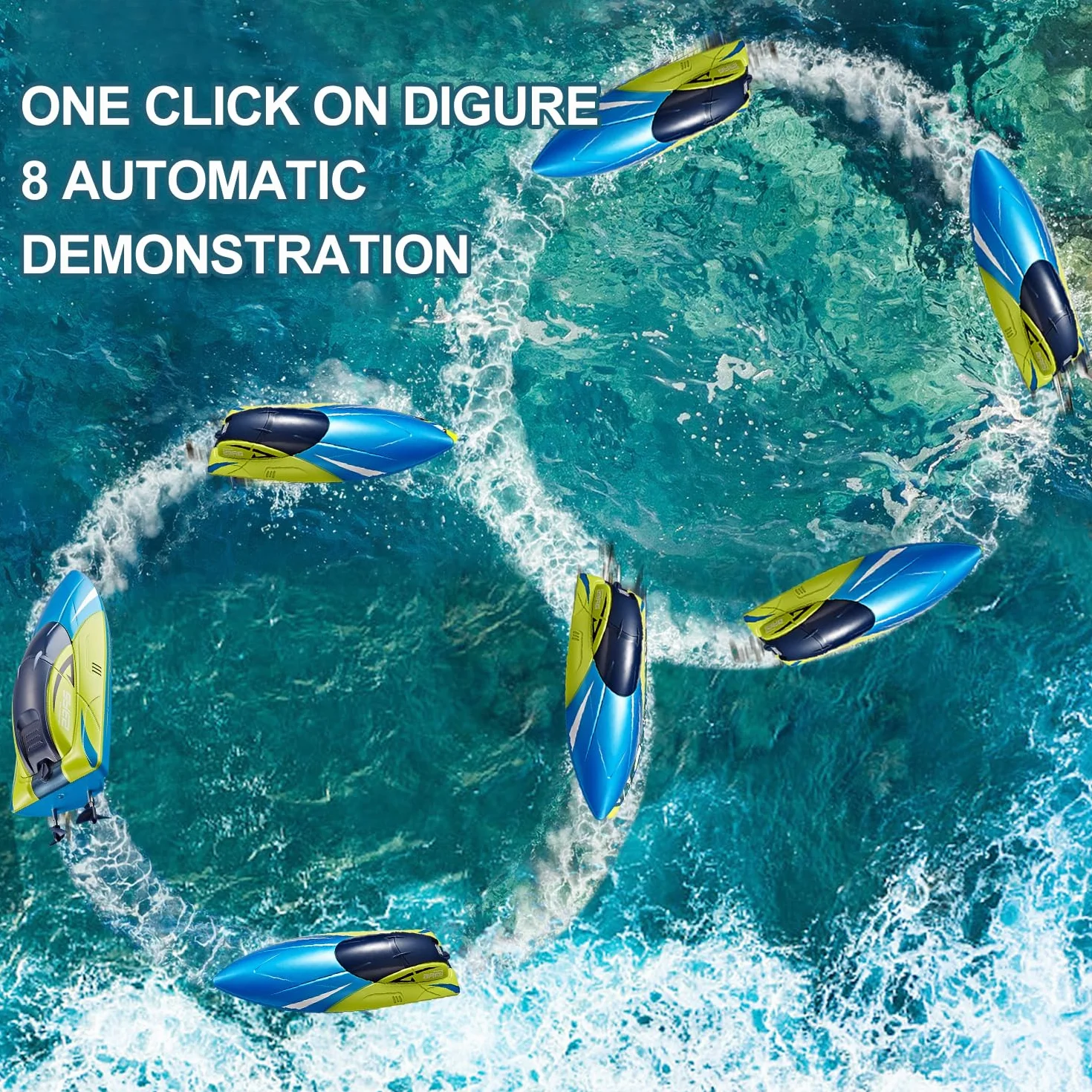 4DRC Bateau Télécommandé avec lumière LED pour Enfants, 20+ MPH, Bateaux de Course RC Haute Vitesse 2,4 GHz pour Lacs, récupération de chavirage，Jouets de Piscine pour Enfants et Adultes