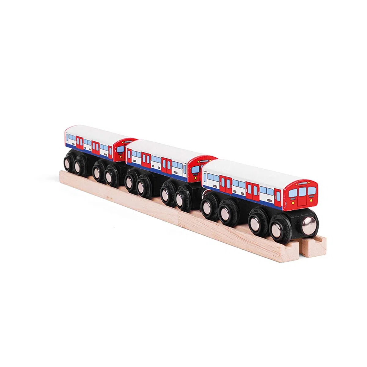 Bigjigs Rail Train du métro | Trains souterrains Londoniens pour Circuits en Bois | Locomotive en Bois à attelages magnétiques | Reproduction d'engins | Jouet éducatif | Cadeau dès 3 Ans