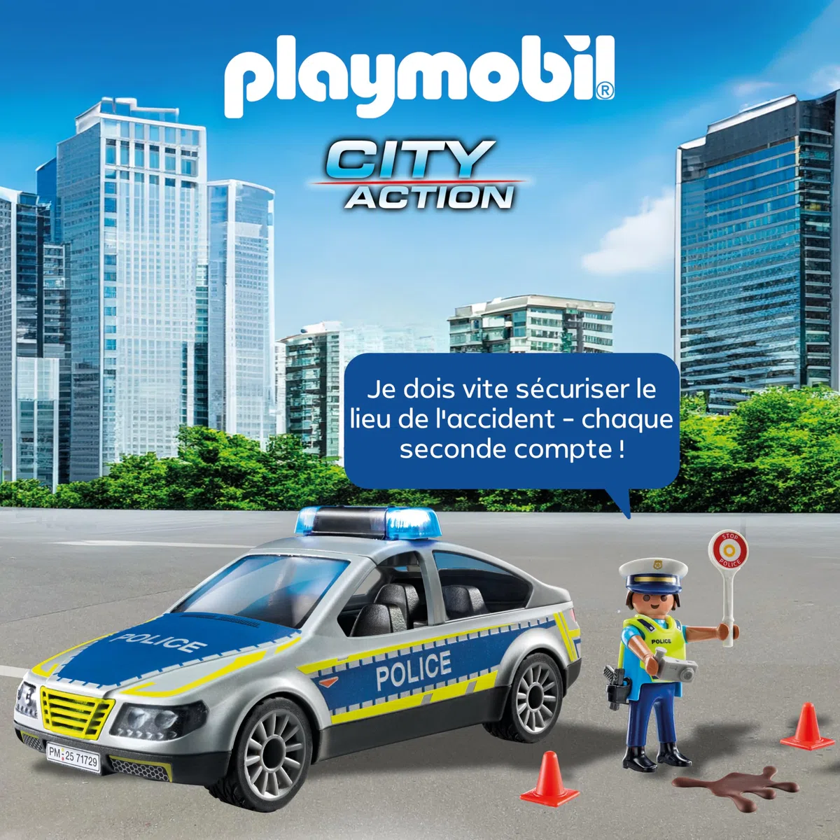 Playmobil | Action Heroes | Voiture de Patrouille de Police | Voiture de Police | Voiture Jouet | Jouet pour Enfants à partir de 4 Ans | 71729