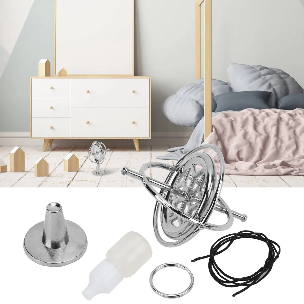 KIMISS Gyroscope en Métal Anti, Toupie à Rotation à Haut équilibre, Gyroscope, Jouet Rotatif à gravité, éducatif pour Enfants et Adultes