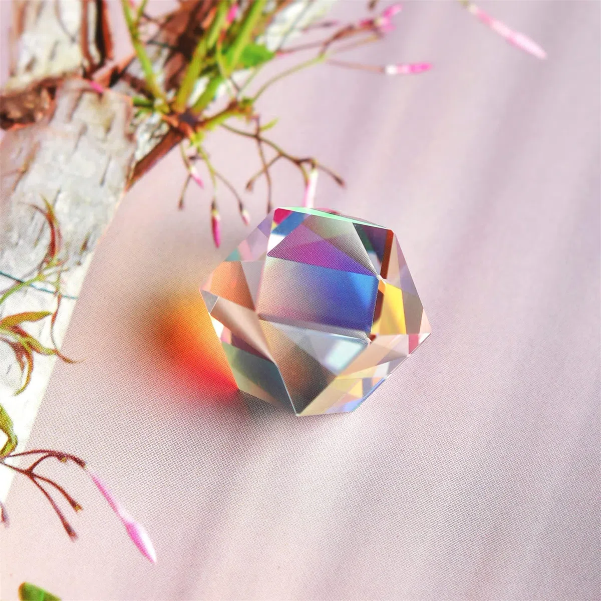 Prisme optique à facettes en cristal de couleur - Réfractant la lumière - Prismes scientifiques en verre pour enfants