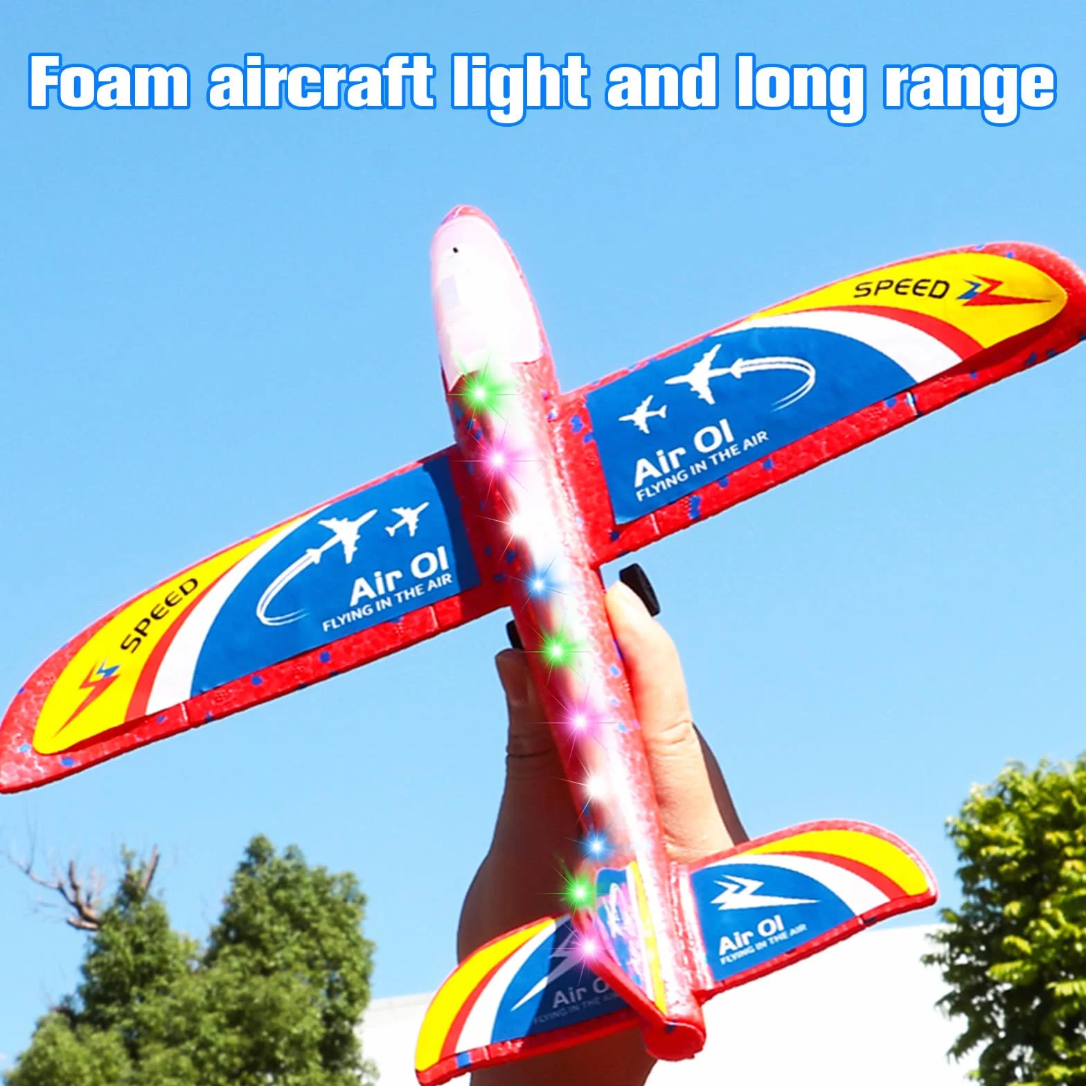 Avion Planeur en Polystyrène avec Pistolet Catapulte LED - 3 Avions Jouets Volants pour Enfants 3-10 Ans, Jeux de Lancer Extérieur Cadeau Anniversaire Garçon Fille
