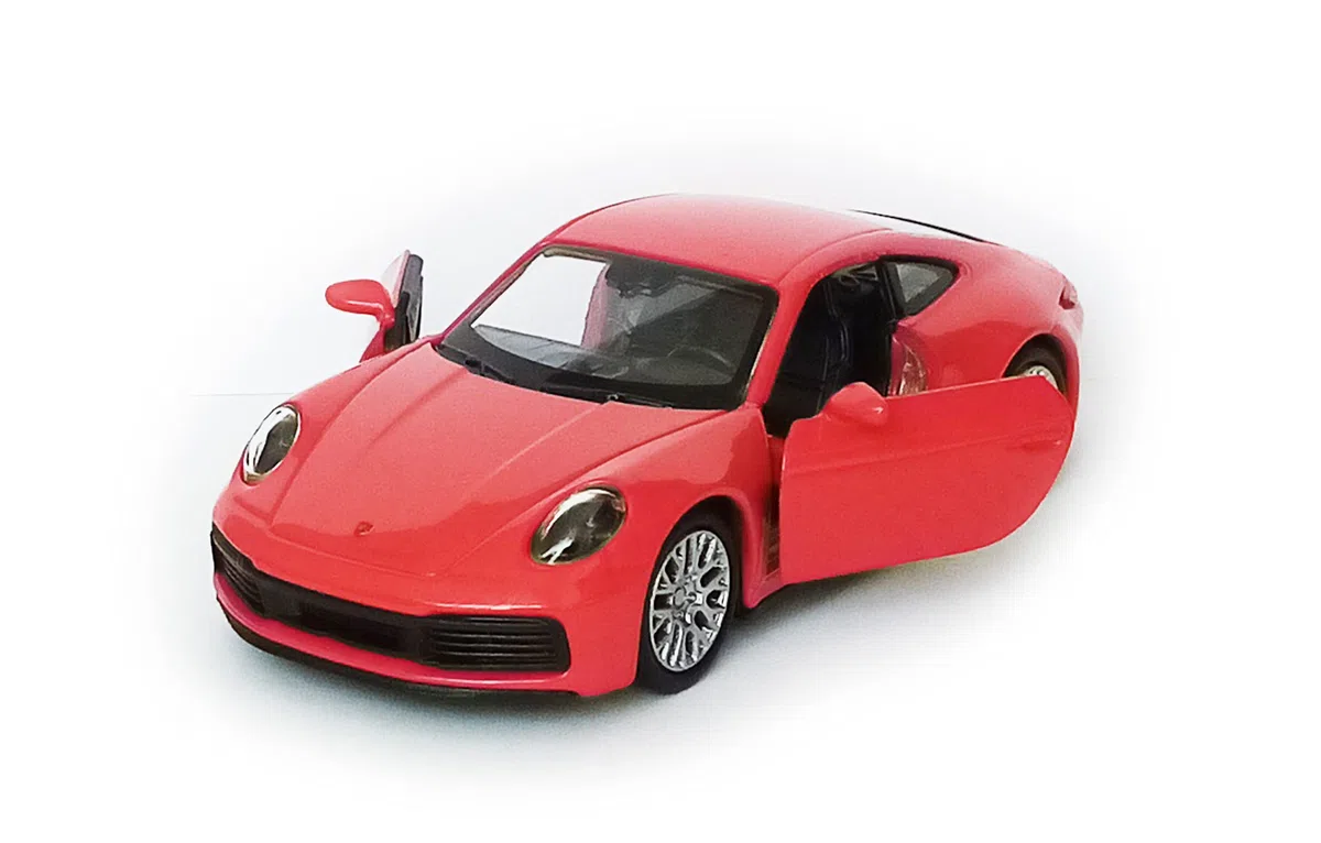 Porsche 911 Carrera 4S Voiture de sport en métal modèle miniature modèle de voiture 4-couleurs cadeau pour enfants 85 (Rouge)