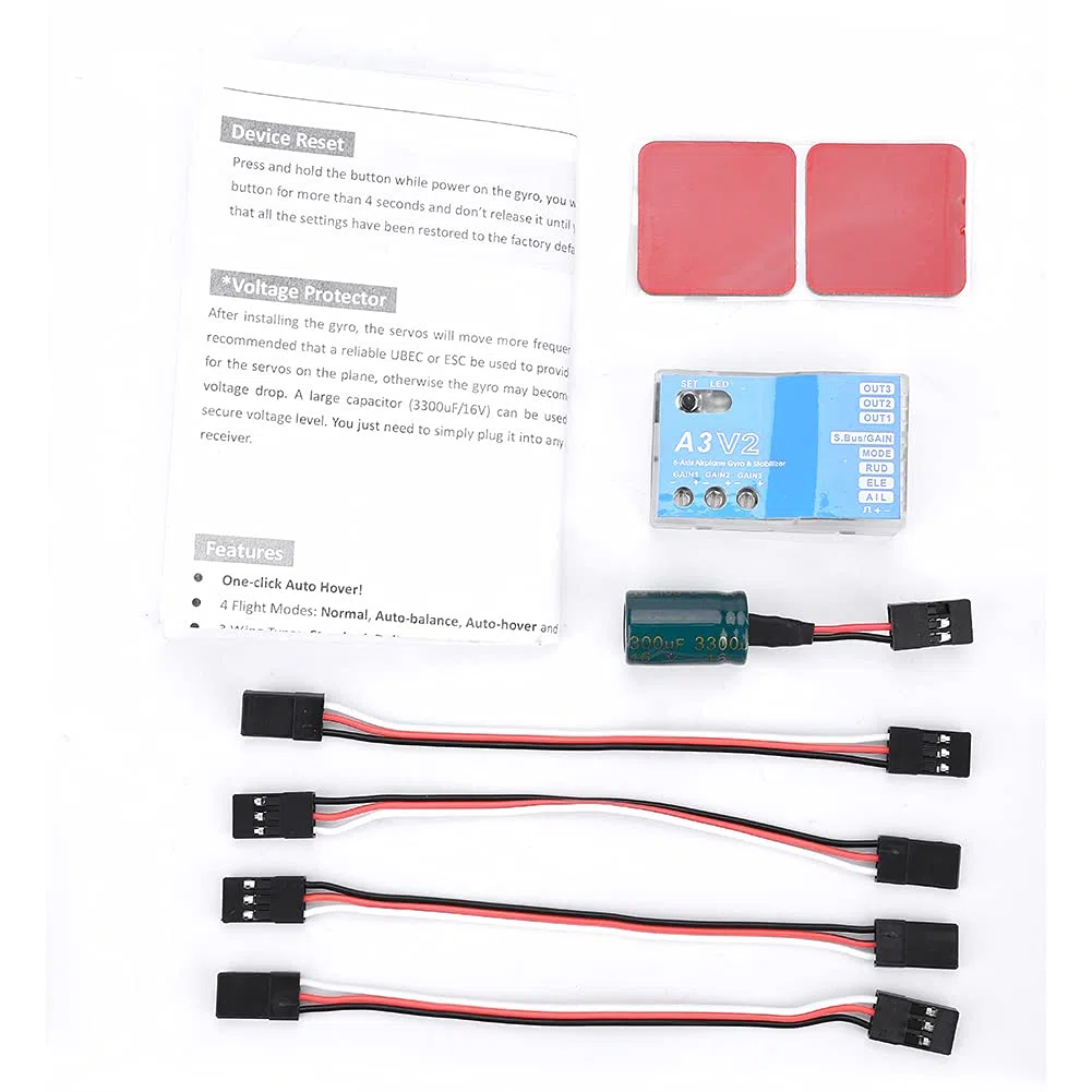 HERCHR Contrôleur de vol RC, F50a Gyroscope à 3 essieux A3 V2 Système de stabilisateur d'appareil d'équilibrage de vol pour Avion à voilure Fixe RC