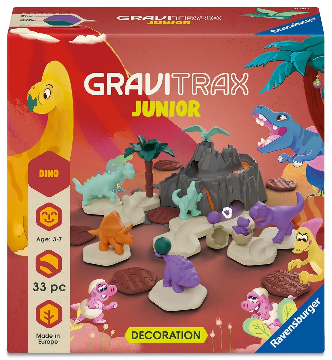 Ravensburger GraviTrax Junior Extension Dino 24587 - Piste à Billes dès 3 Ans - Piste en marbre et Jouet de Construction pour Enfants - Cadeau Dinosaure pour garçons et Filles