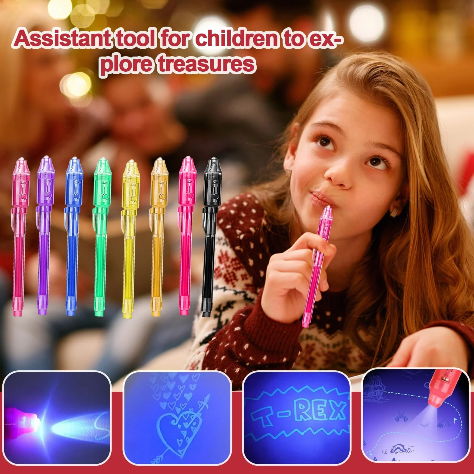 48 Pièces Kit Détective Enfant,avec Stylo UV,carnet de Notes, loupes Jouets,Carte d'identité de détective avec Clip, Tampon encreur d'empreintes digitales