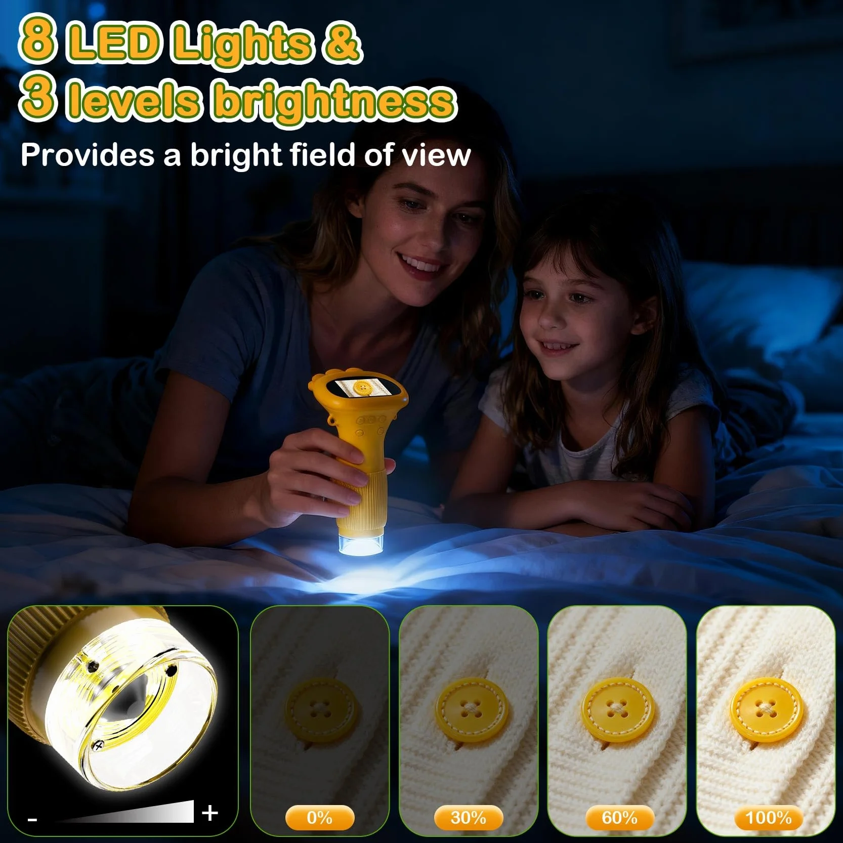 GlobalCrown Microscope Enfant, Microscope numérique de Poche avec lumière LED réglable,200x loupe microscopique Portable,Cadeau éducatif Scientifique pour garçons Filles de 3 4 5 6 7 8 Ans