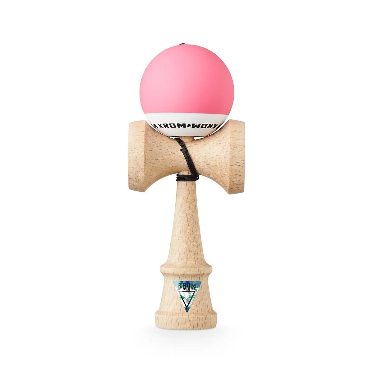 KROM - Kendama Pro Pop Rose - Bilboquet Japonais - Jouet en Bois pour Adulte et Enfant - Pack : Ficelle de Rechange + Stickers offerts