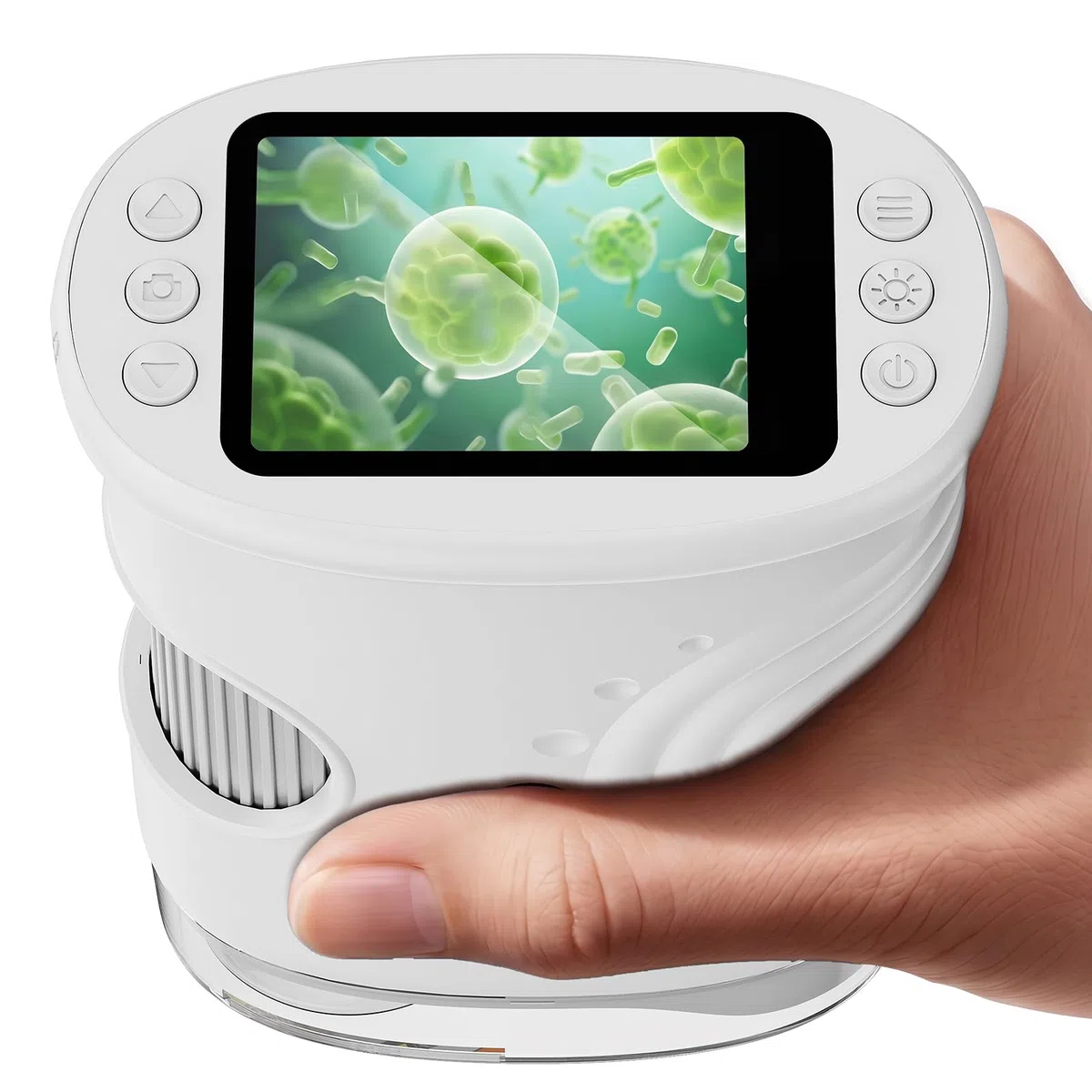 Microscope Enfant Portable 1000X – Microscope Numérique avec Écran IPS 2 Pouces et 8 LED, Fonction Photo & Vidéo, Jouet Scientifique Cadeau pour Garçons et Filles (Blanc)