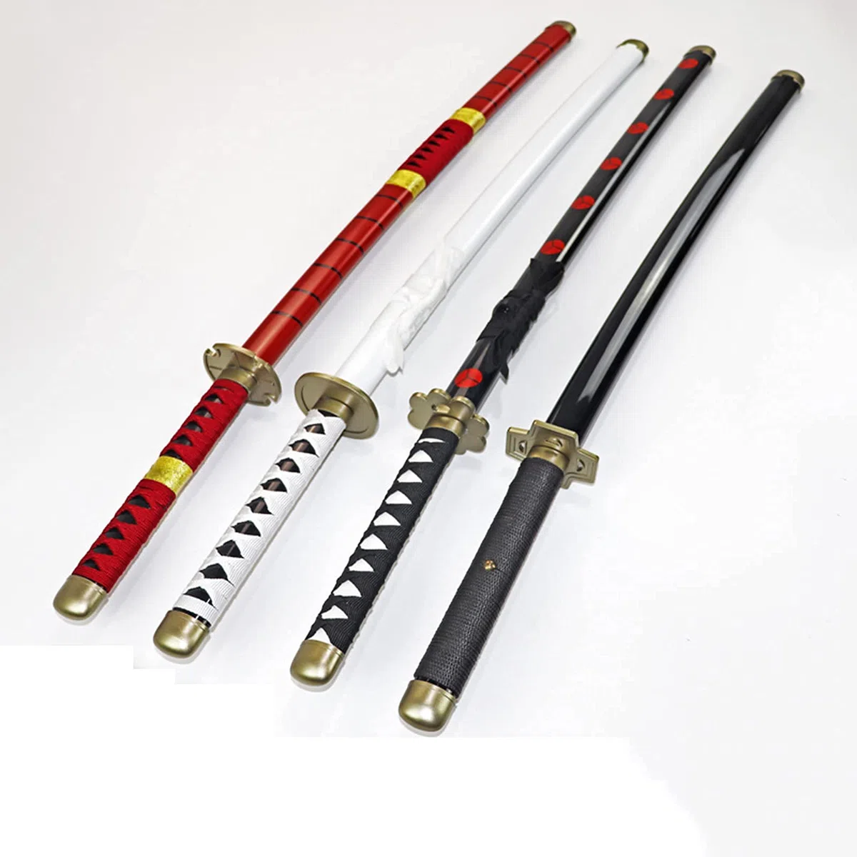 Samurai Ninja Wooden Sword Arme, Anime Noir Samurai Roronoa Zoro Cosplay Katana Couteau Jouets pour Adolescents,Rouge