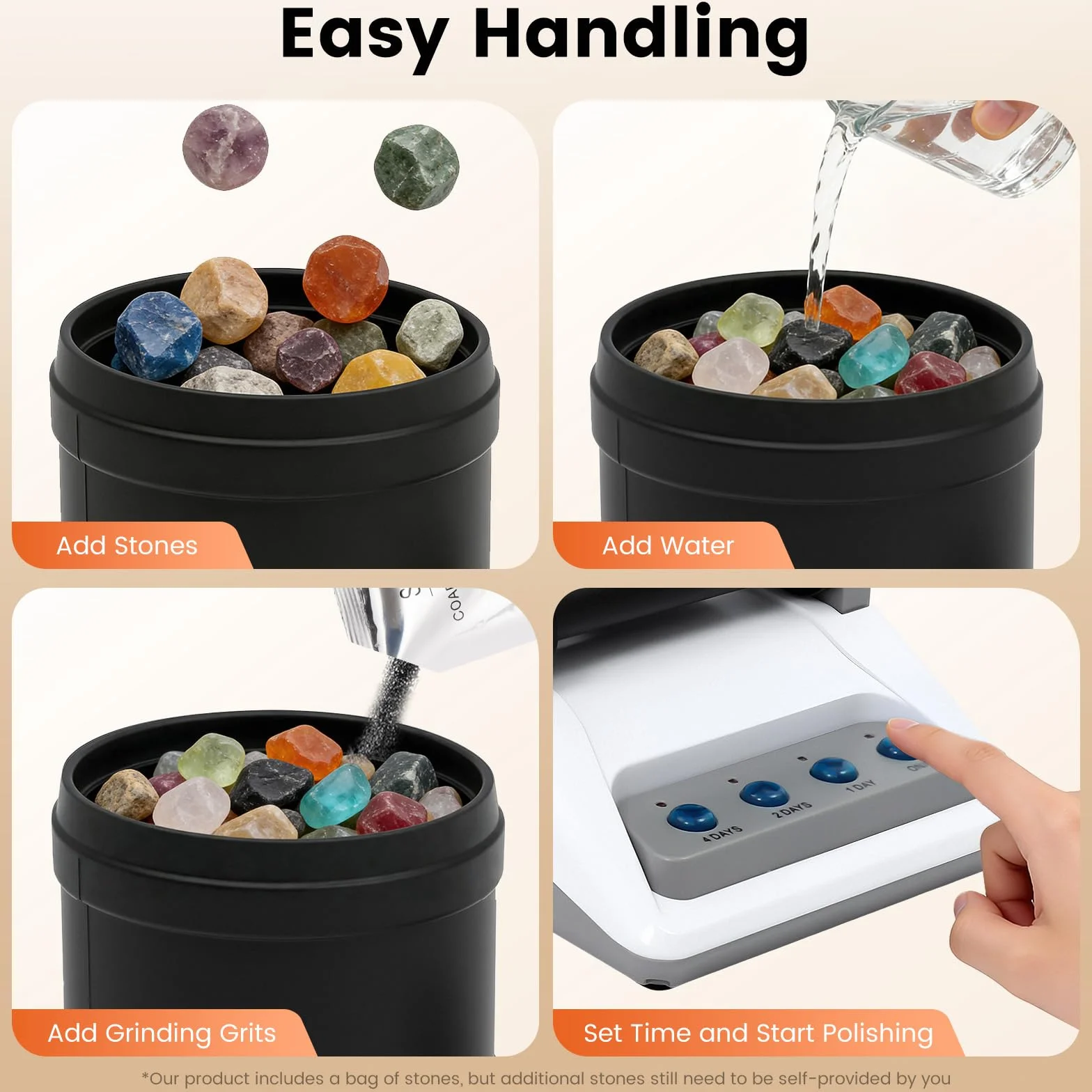 Rock Tumbler - Polisseuse de pierre avec grains de polissage - Électrique - Tambour de pierre - Pour enfants à partir de 8 ans et adultes