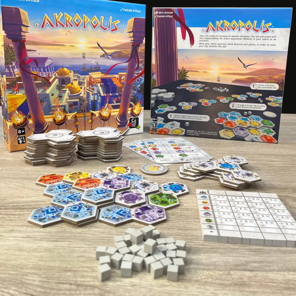 GIGAMIC - Akropolis - Jeux de société - Jeu de stratégie de tuiles dès 8 ans - Jeu de réflexion pour enfant, famille et amis - As d'Or 2023 - De 2 à 4 joueurs - 25 Min - Version Française - GAKR